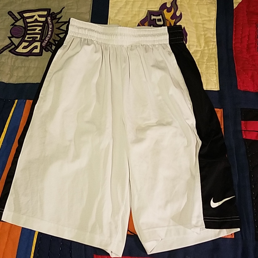 White and black nike dri-fit shorts
